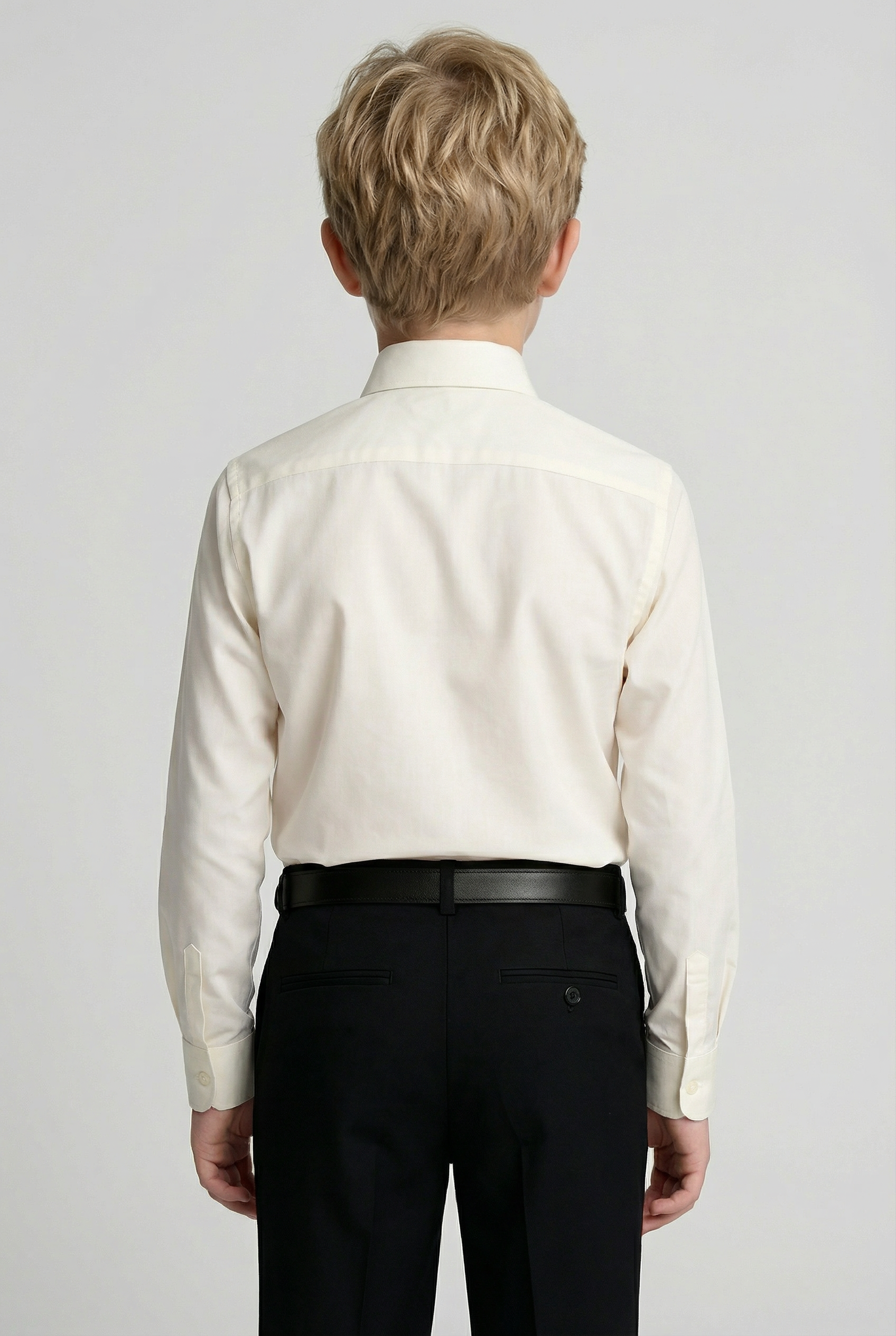 Chemise à manches longues en coton pour garçon, col classique - Ivoire