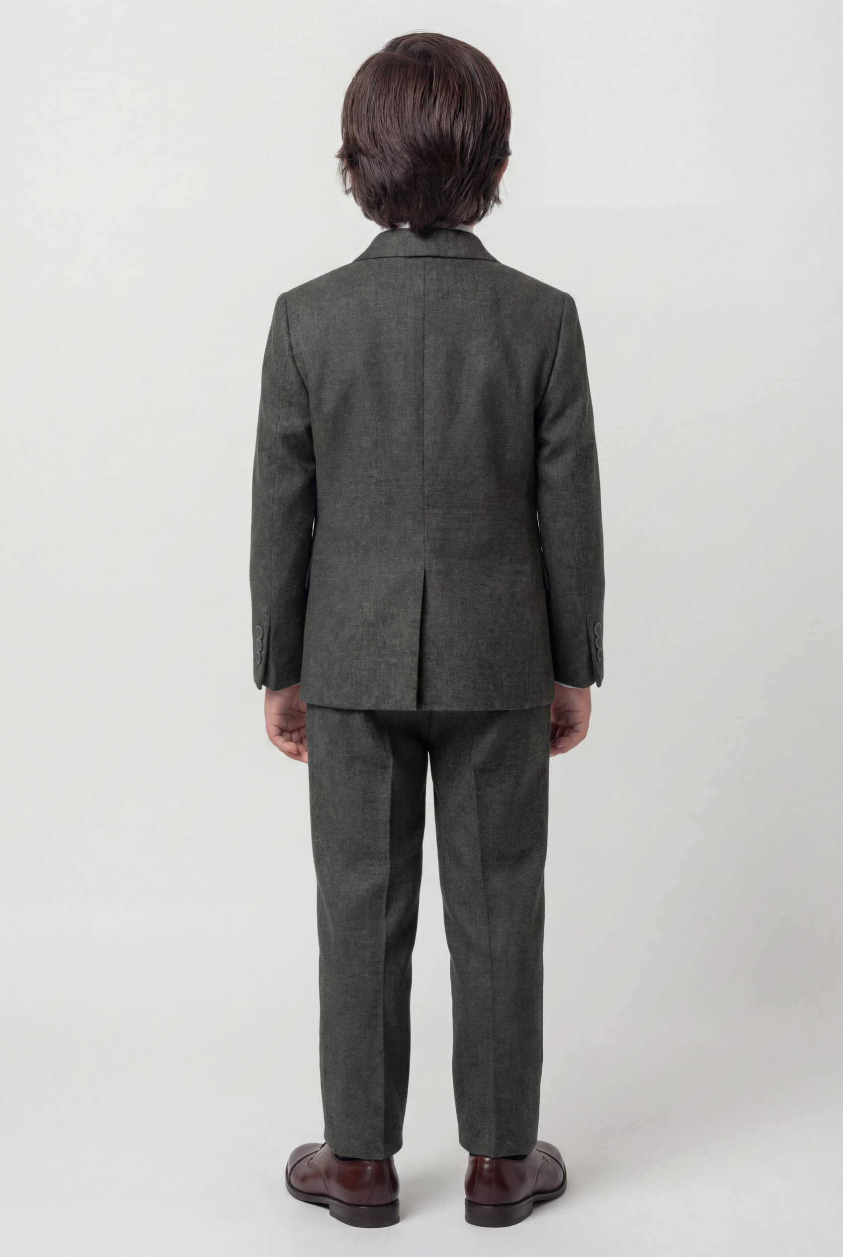 Completo da 4 pezzi slim fit doppiopetto per ragazzi - Verde Scuro