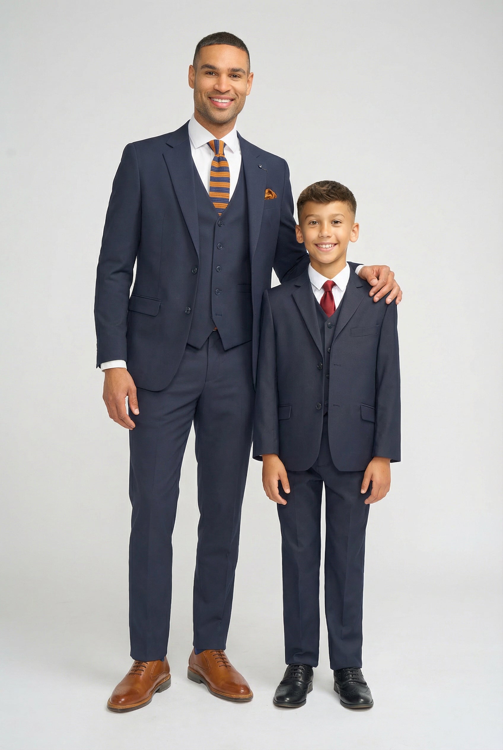 Father & Son Matching Slim Fit 3-Piece Suit Set - Malibu Navy