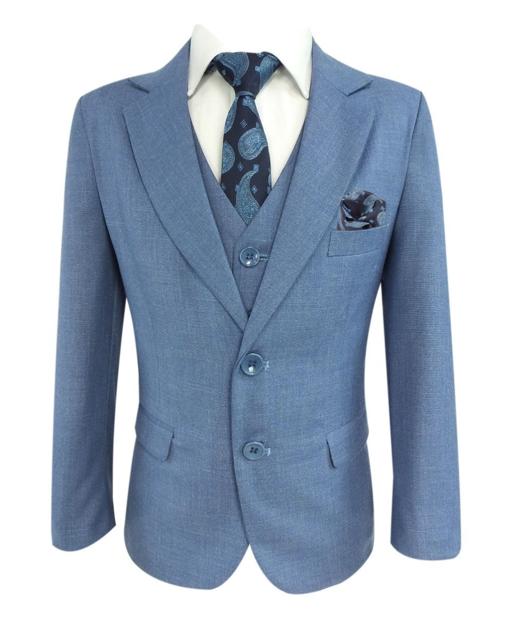 Boys 6 Piece Sky Blue Suit - Blue