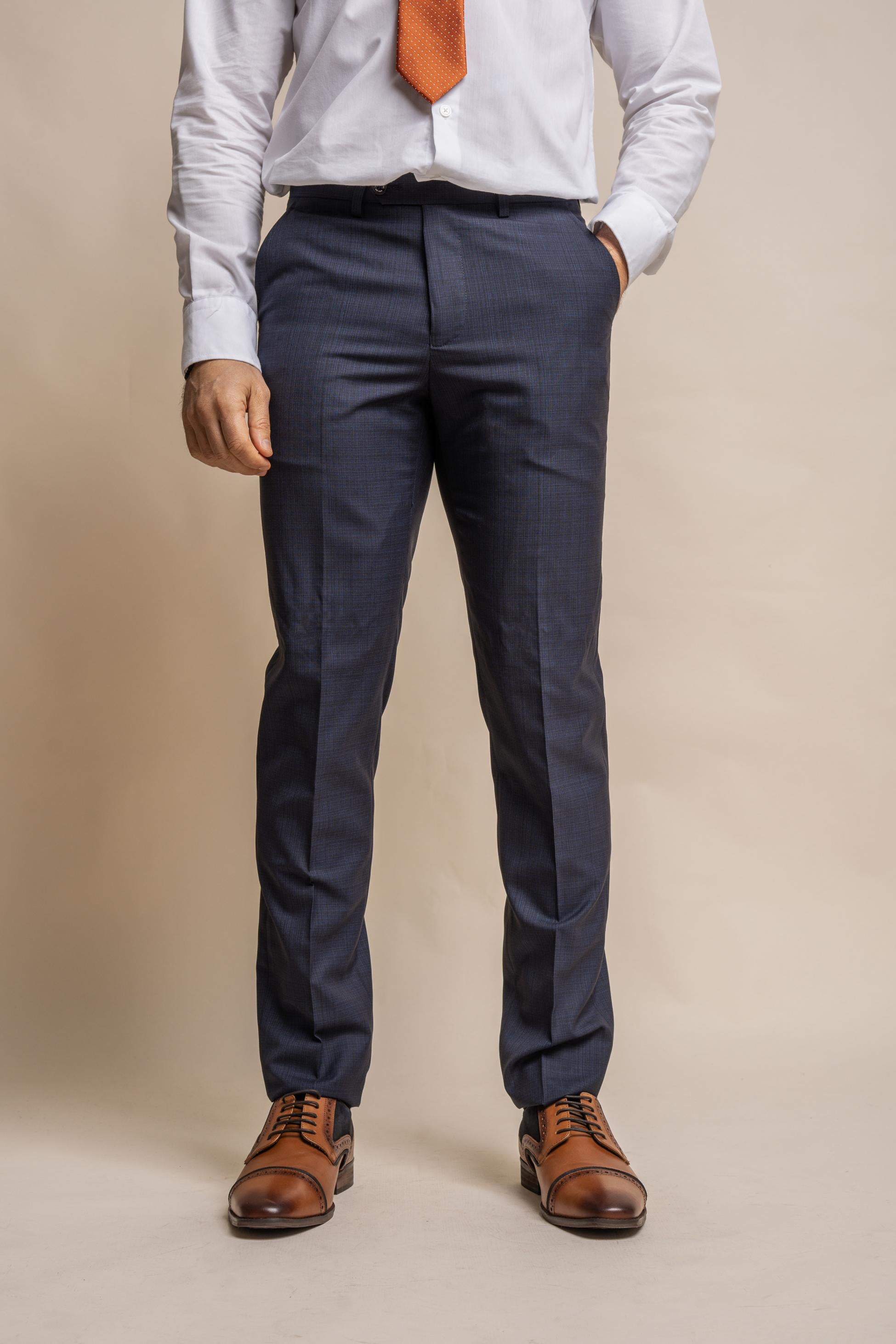 Pantalon ajusté bleu marine pour hommes - SEEBA - Bleu Marine