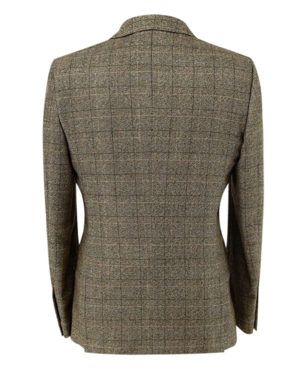 Herren Tweed Windowpane Karo Anzug - LIAM Beige - Beige