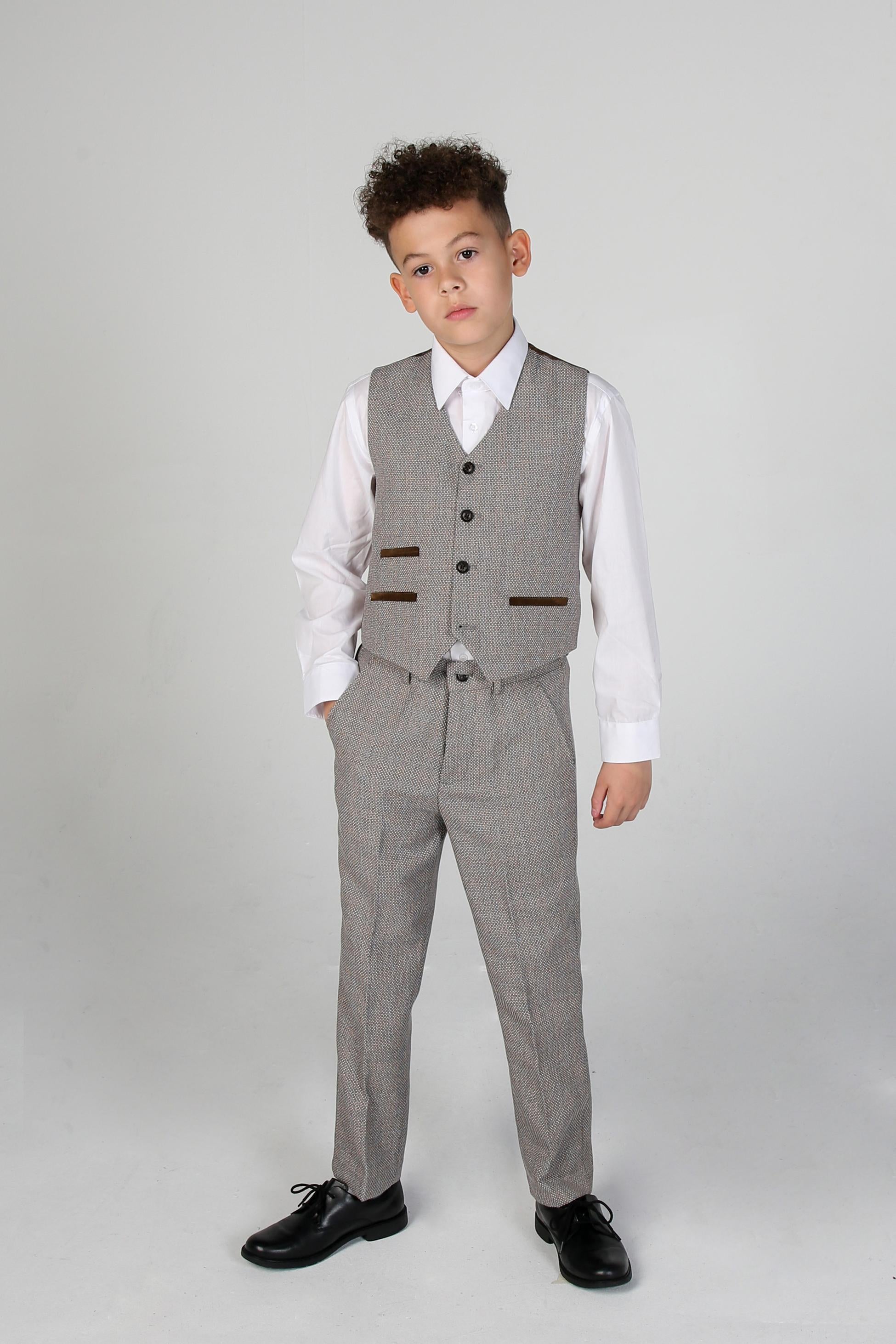 Costume Formel en Tweed Tailored Fit pour Garçons - Ralph - Crème