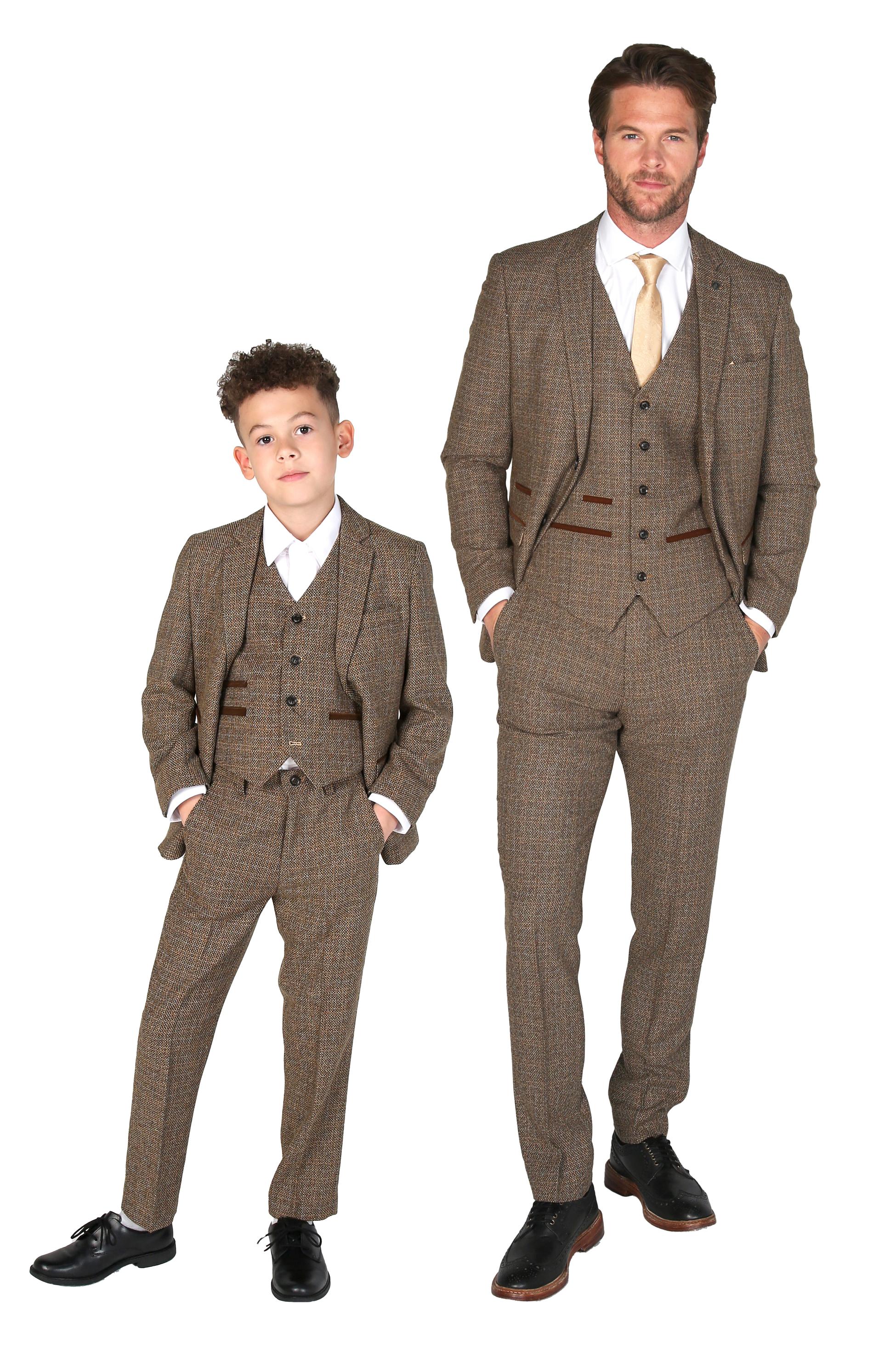 Men's Tweed-Like Tailored Fit  Formal Suit - RALPH - Brown