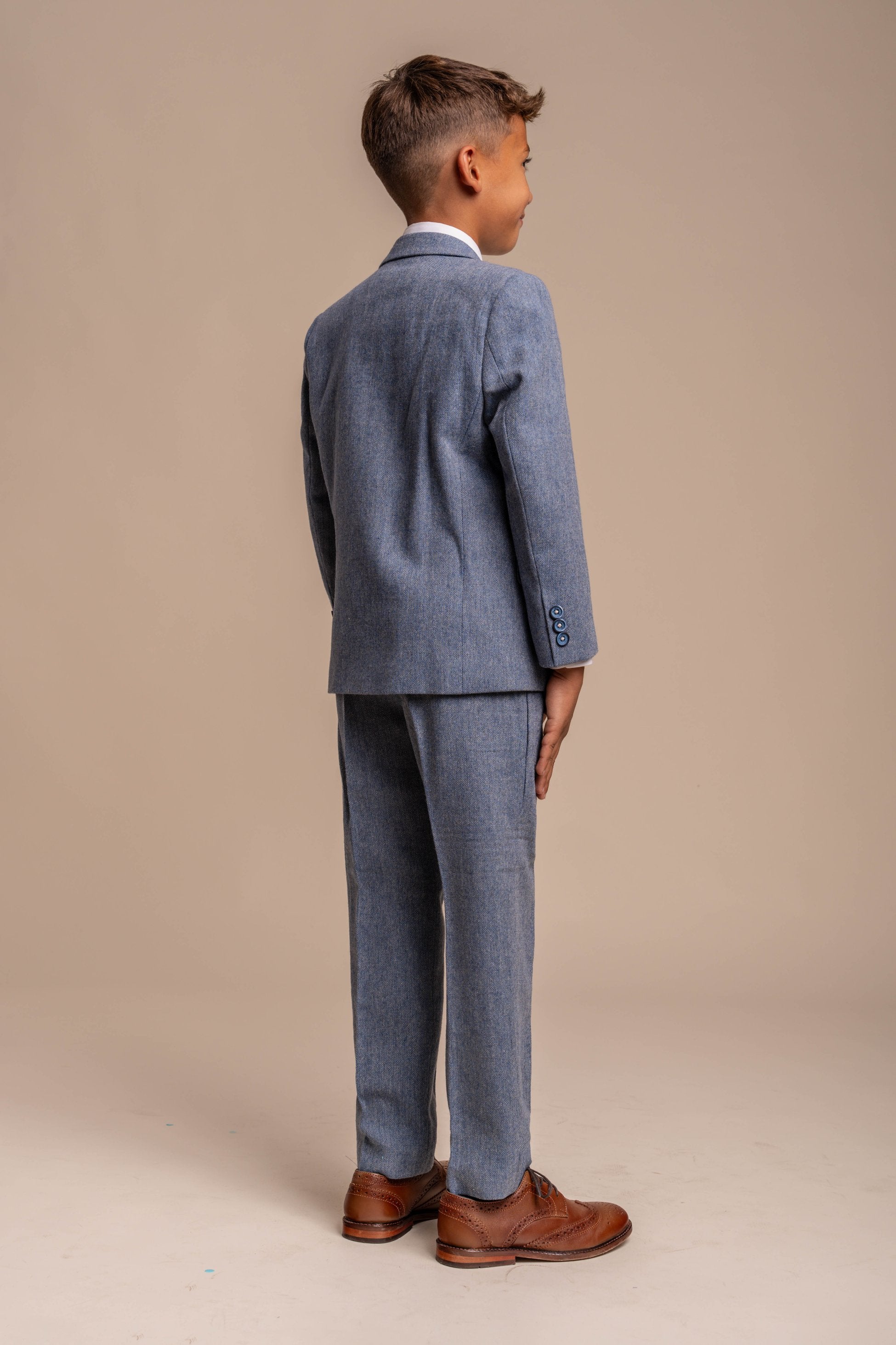 Costume en Tweed Slim Fit pour Garçons - WELLS Bleu - Bleu Clair