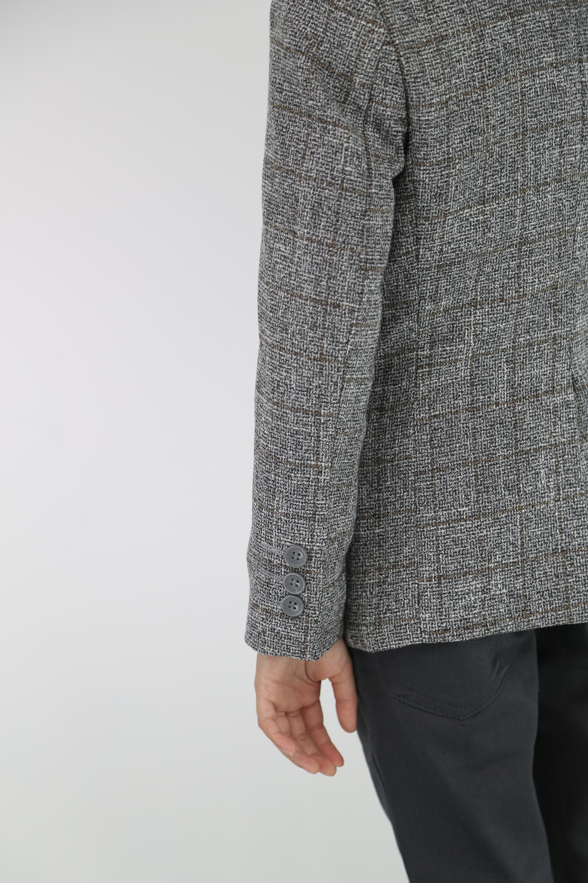 Blazer à Carreaux en Coton et Tweed pour Garçons - Gris