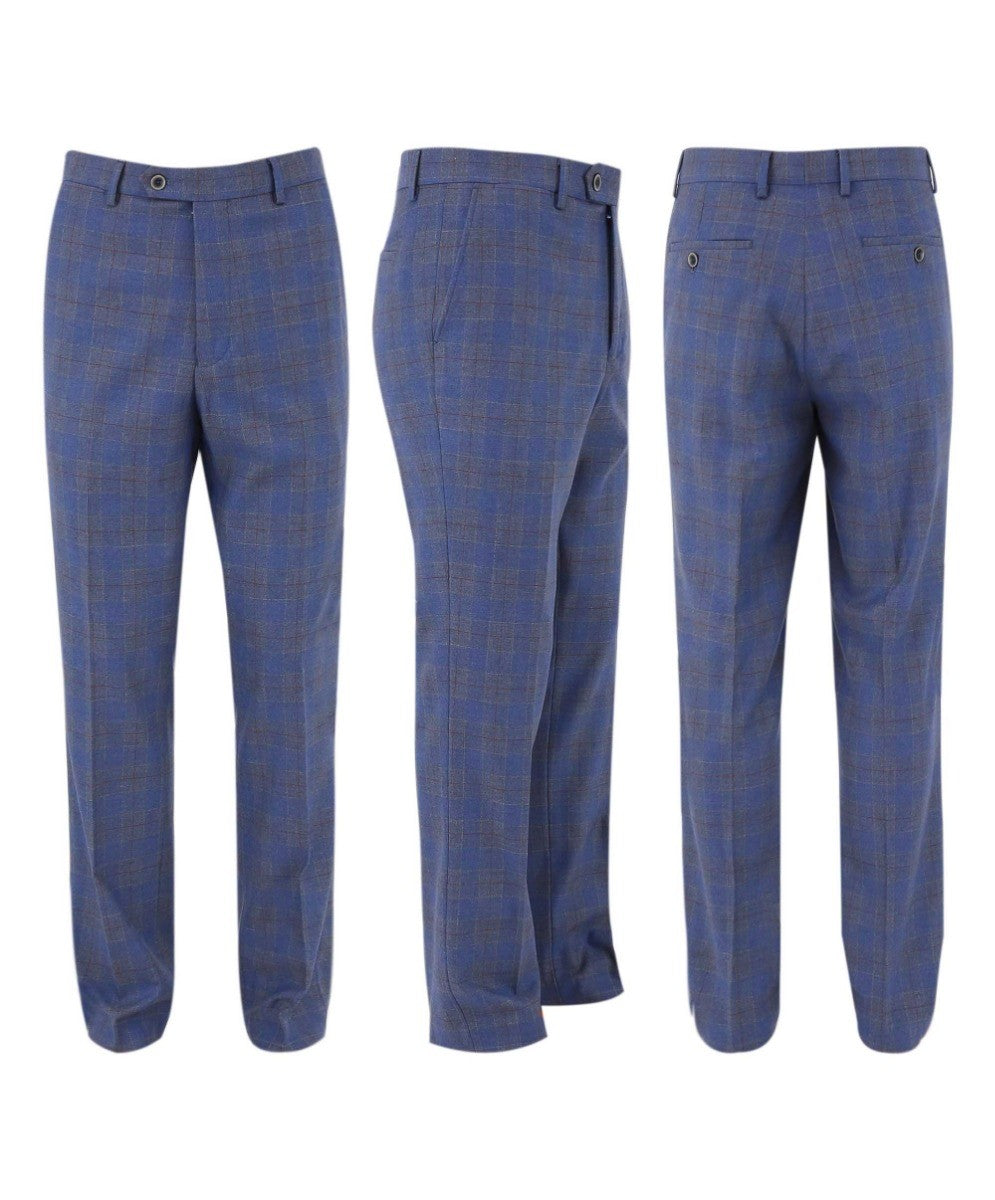 Costume à Motif Windowpane Slim Fit pour Homme - CONNOR - Bleu Pâle