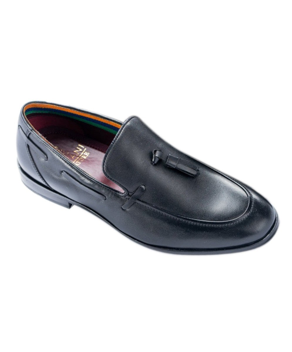 Herren Leder Slip-On Quasten-Loafer - FREEMONT - Schwarz