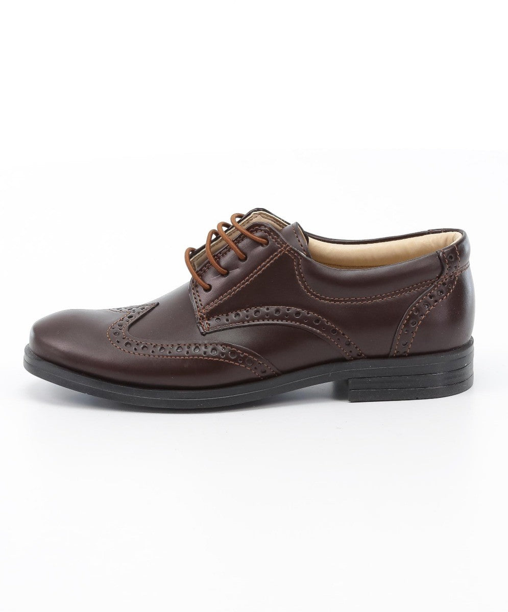 Chaussures Derby Brogue à Lacets pour Garçons - Marron Foncé