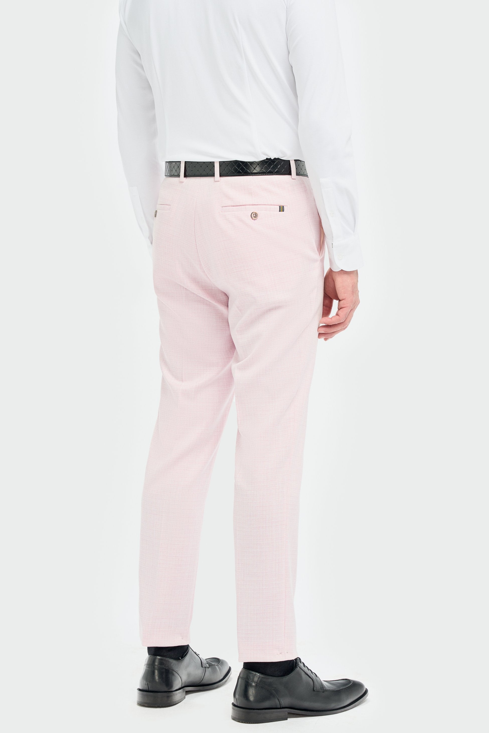 Herren 3-teiliger Slim Fit Texturierter formeller Anzug - Tropez Mauve Pink - Mauve