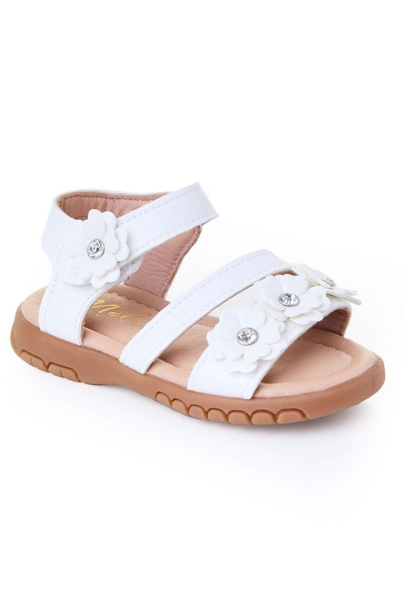 Kleine Mädchen Florale Sandalenschuhe mit Strass - ARABELLA - Weiß