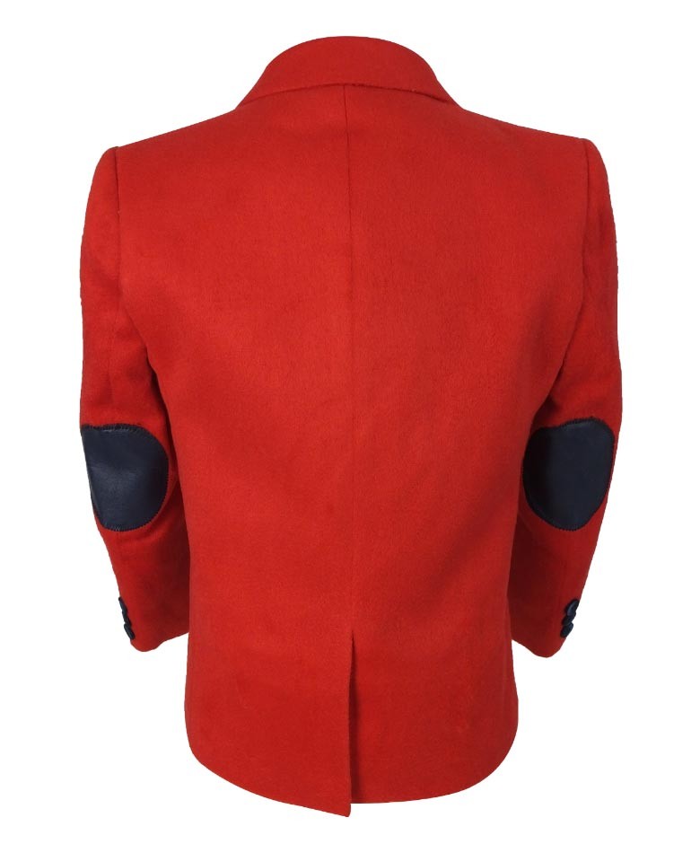 Ensemble Costume en Suède Rouge Doux avec Pièces aux Coudes pour Garçons - Rouge - Bleu