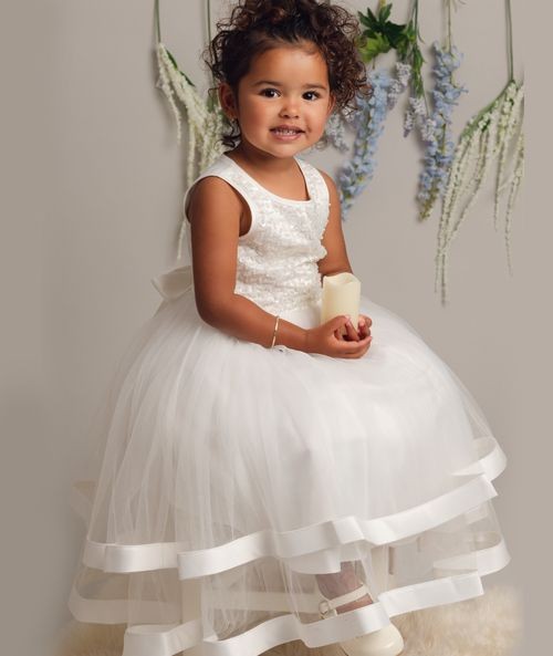 Robe en sequins et tulle pour filles et bébés - JORJA - Ivoire