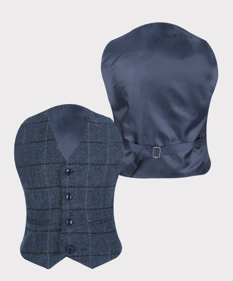 Costume en Tweed à Chevrons Tailored Fit Bleu pour Garçons - Bleu