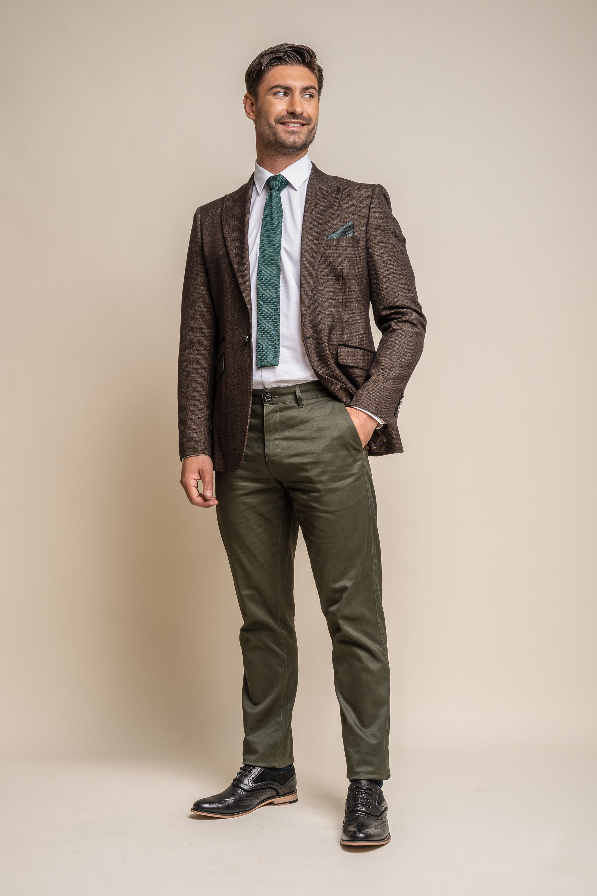 Chino décontracté en coton pour hommes - DAKOTA - Vert Olive