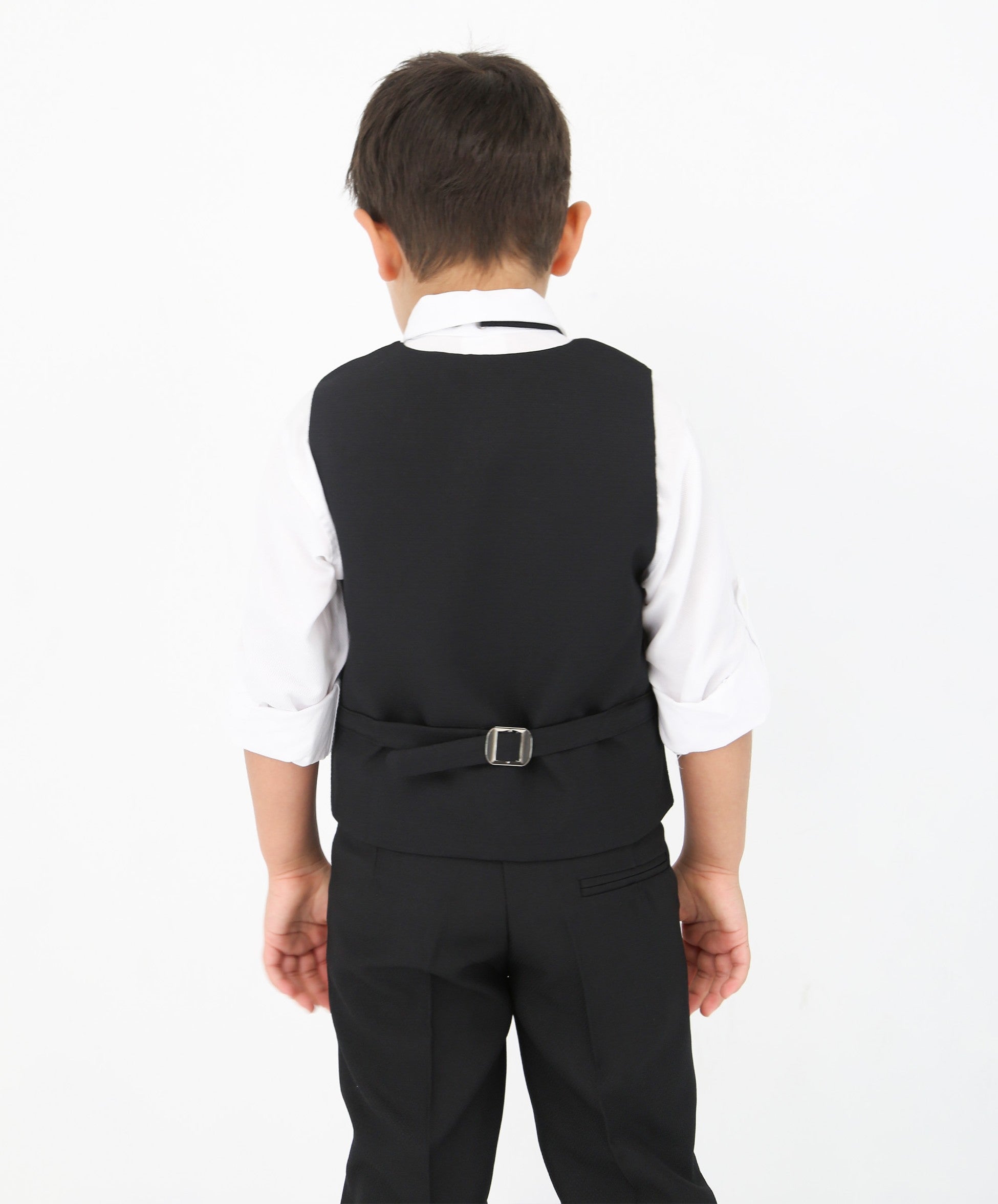 Jungen Slim Fit Texturierte Weste Anzug Set, formelle Outfit - Schwarz