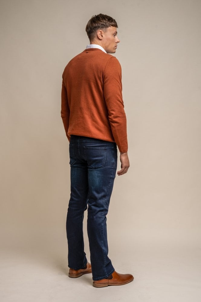 Jean bootcut en coton pour hommes - DEMPSEY - Bleu Indigo