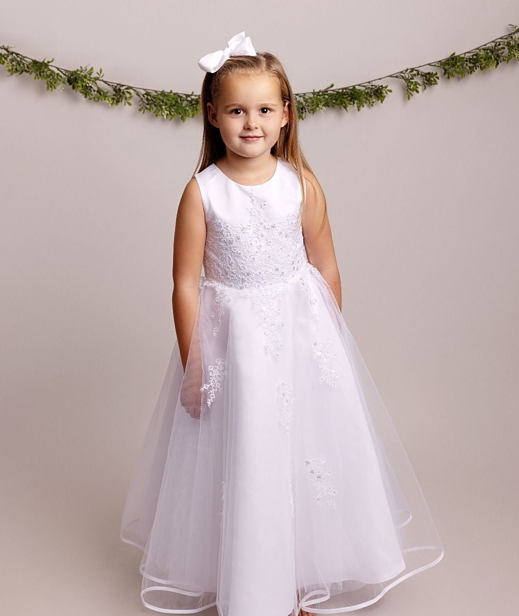 Robe en dentelle blanche pour fille d'honneur avec boléro - BEXLEY - Blanc