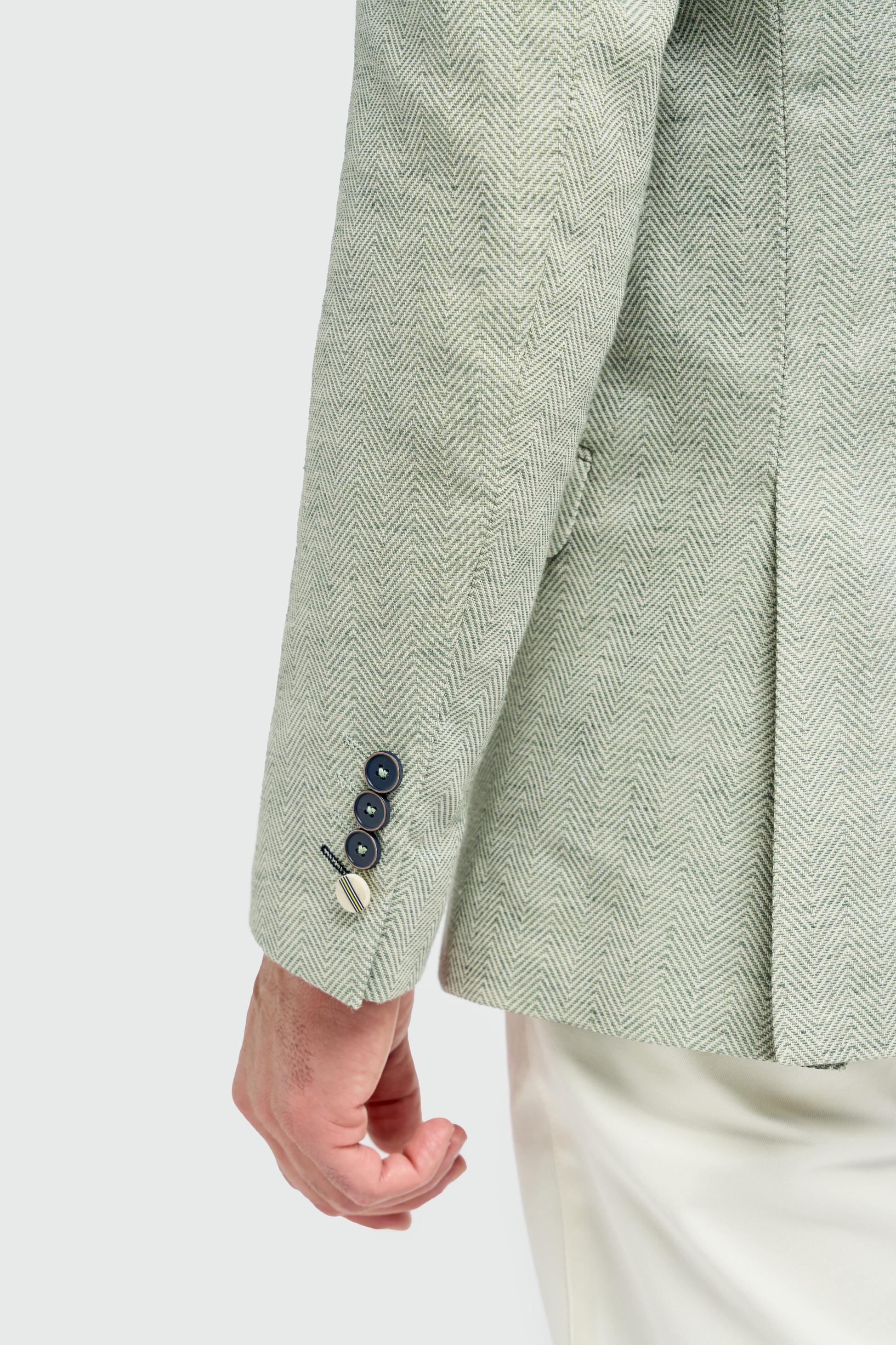 Blazer en mélange coton vert sauge pour hommes - Bodina - Vert Sauge