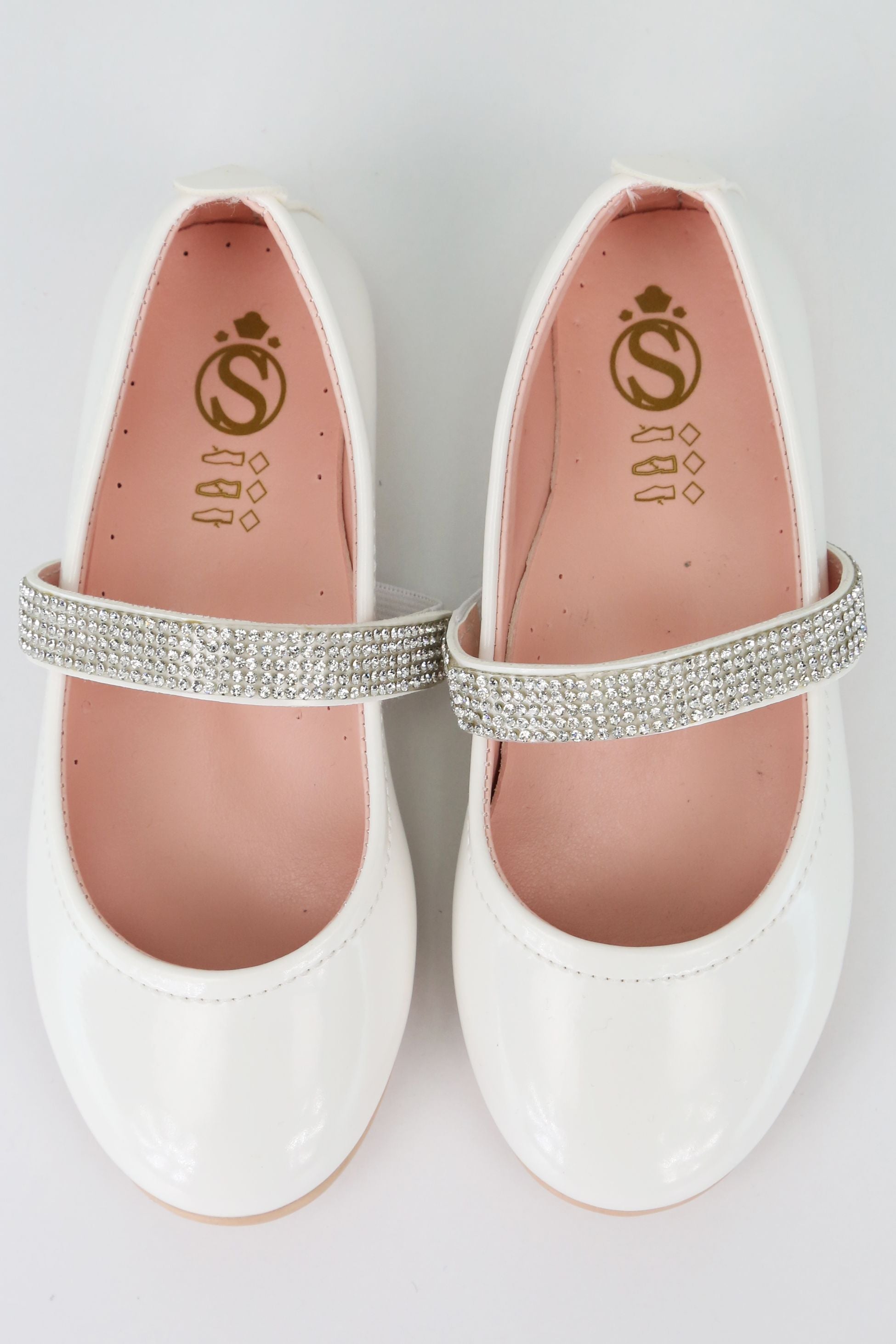 Chaussures Mary Jane Vernies à Strass pour Filles - ARWEN - Blanc