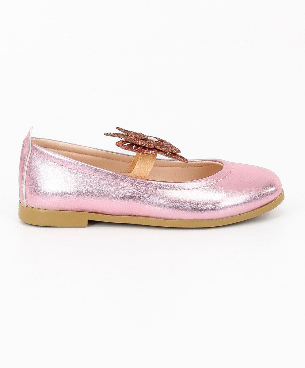 Mädchen Ballerina Schmetterlingsriemen Flache Kleiderschuhe - Rosa