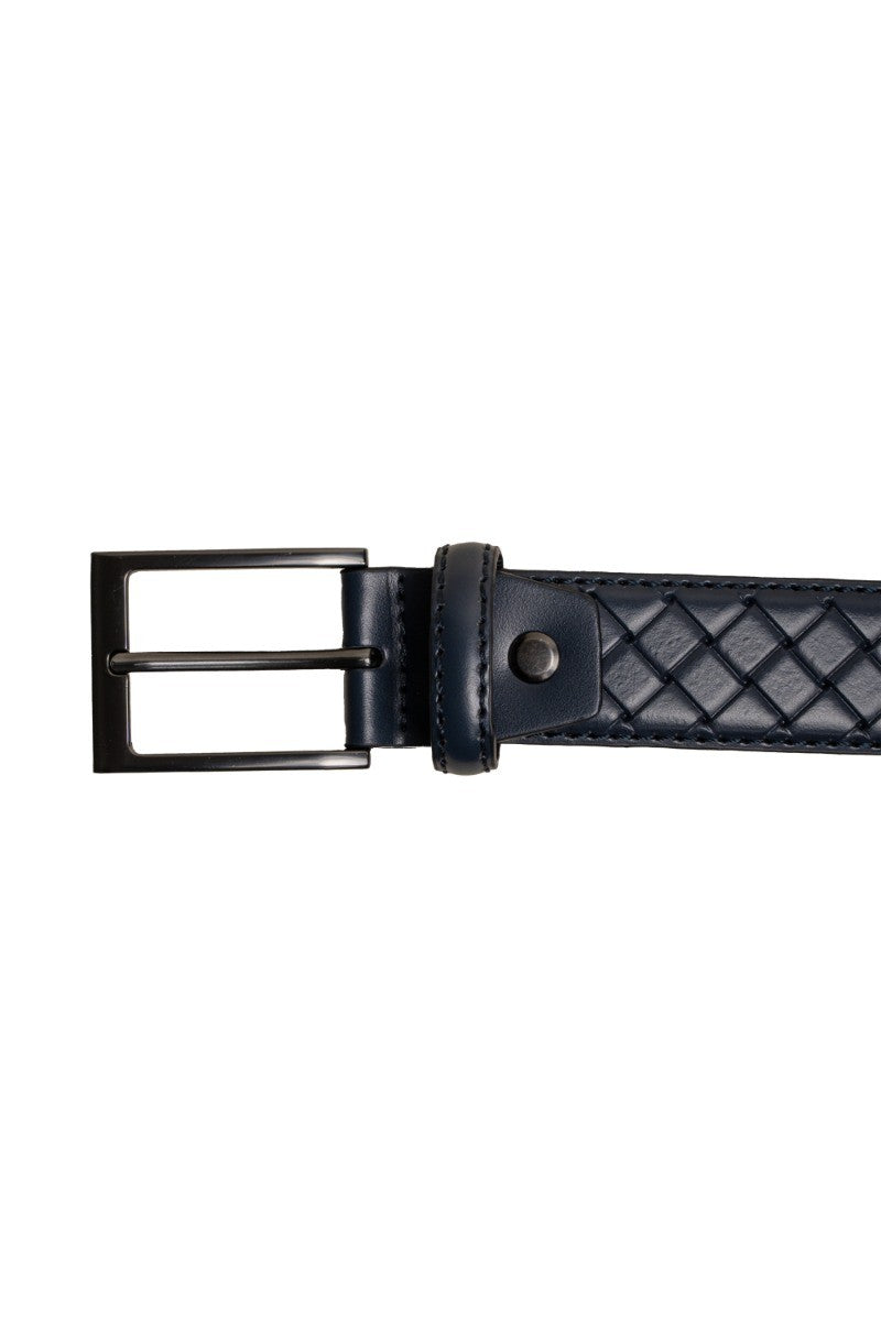 Ceinture en cuir à motifs pour hommes - Bleu Marine