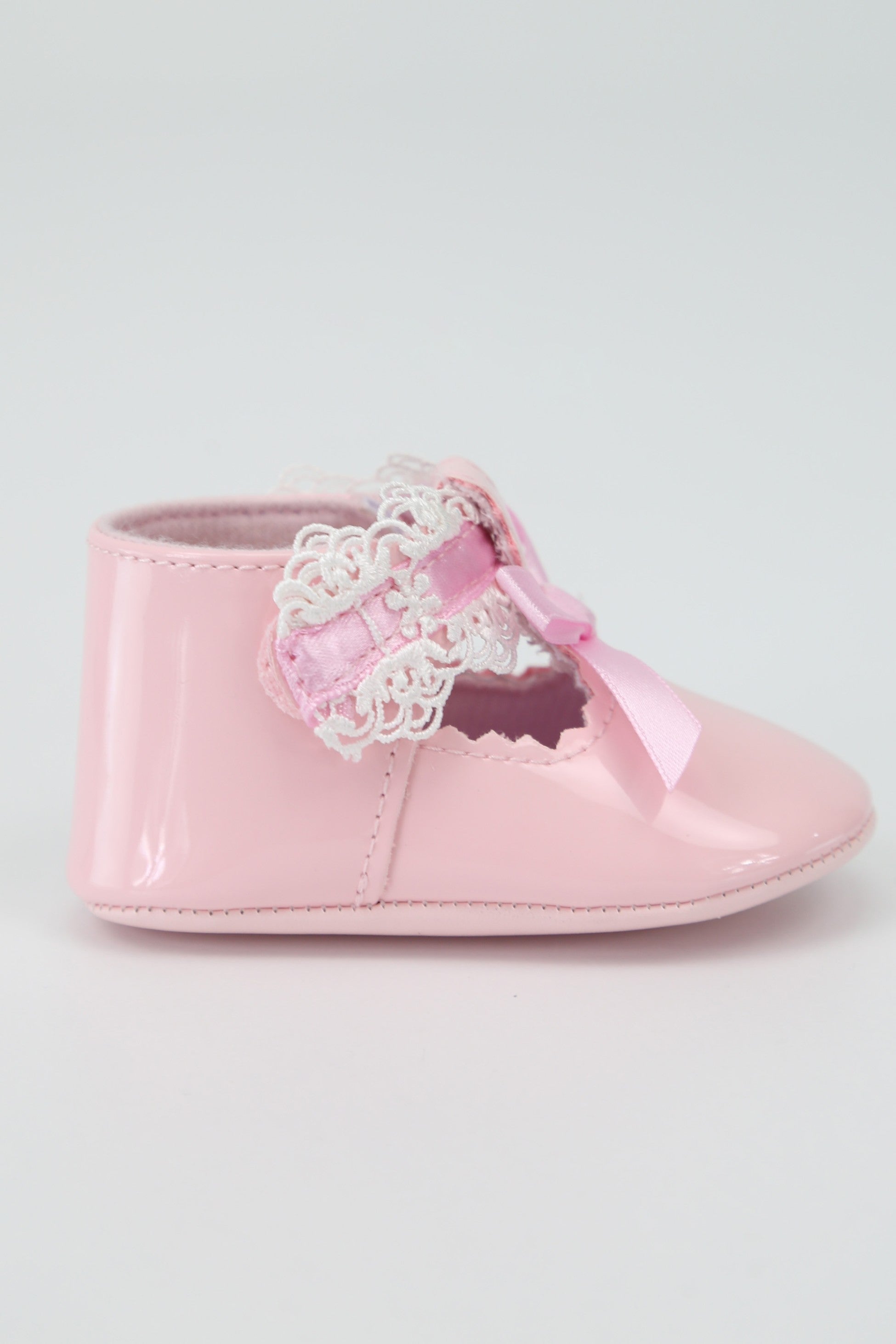 Baby Mädchen Lack Taufschuhe mit Spitzendetails - VALENTINA - Pink