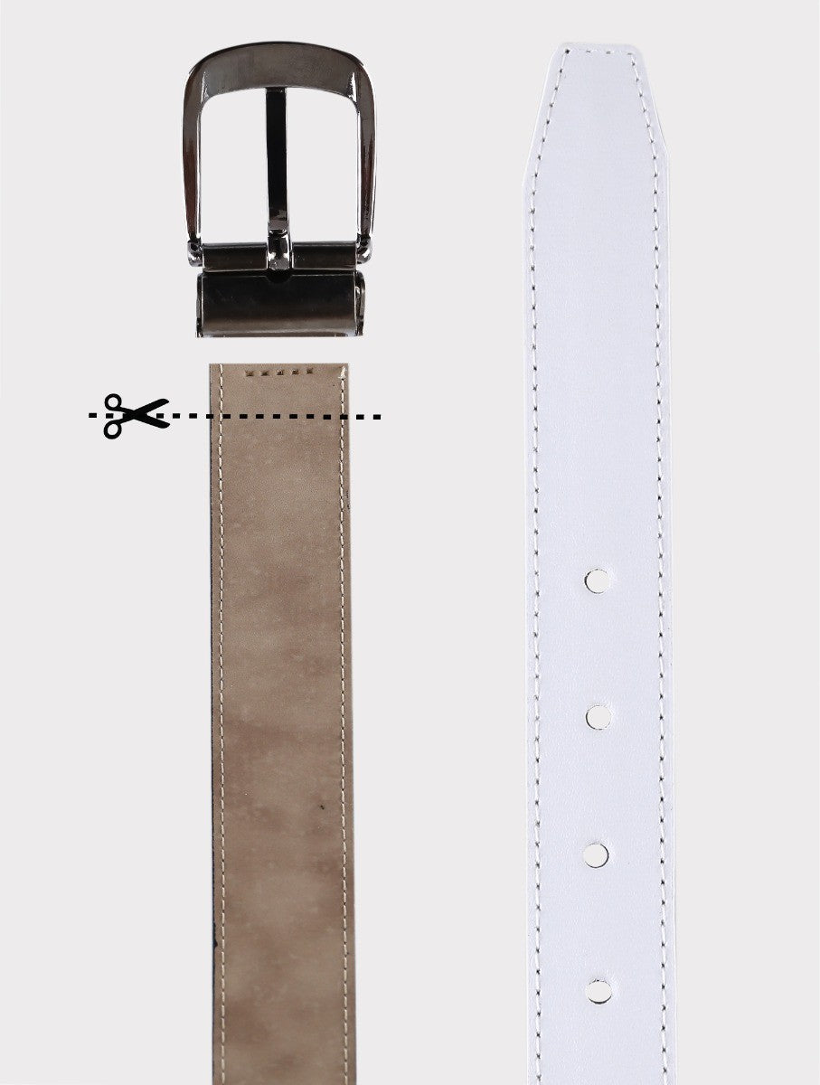 Ceinture en Cuir Réglable pour Garçons - Blanc