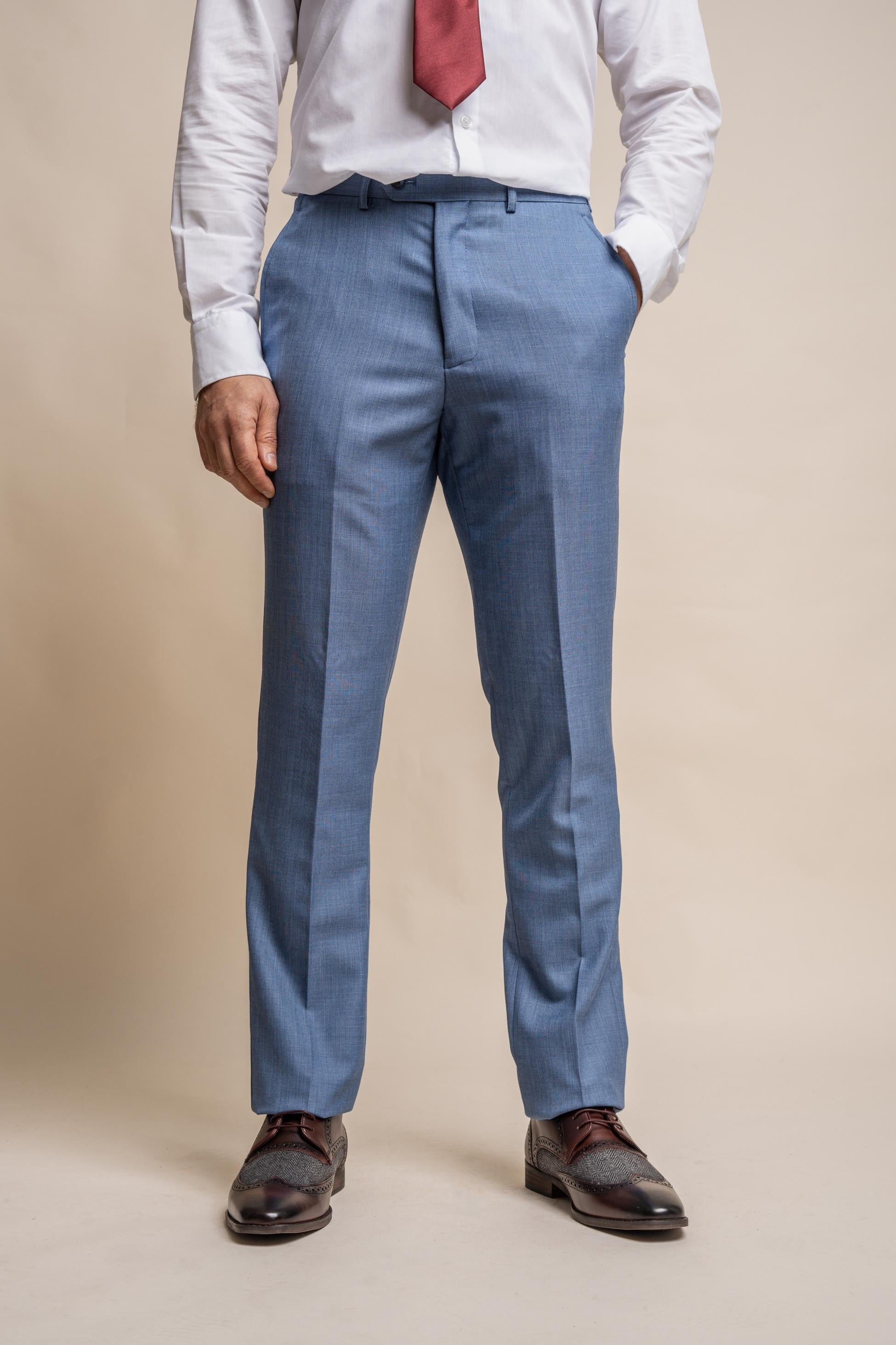 Men's Slim Fit Formal Trousers - REEGAN - Sky Blue