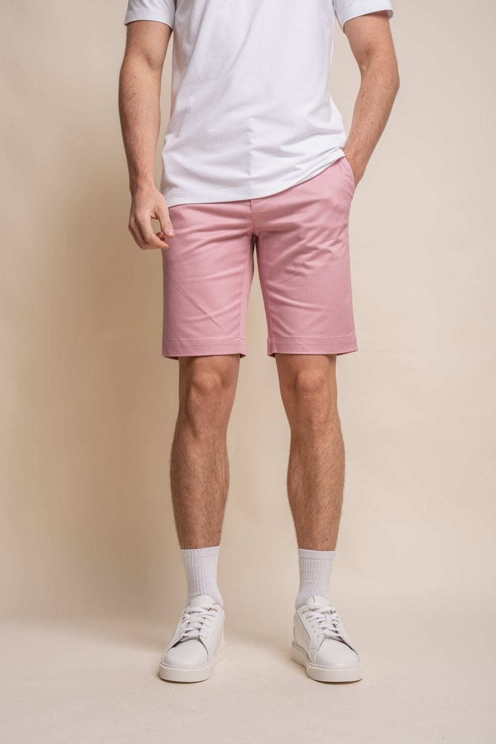 Herren Baumwolle Casual Chino Shorts - DAKOTA - Rosa