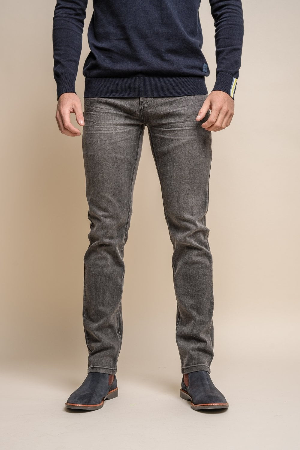 Men's Slim Fit Denim Jeans - EVANS Grey - Grey