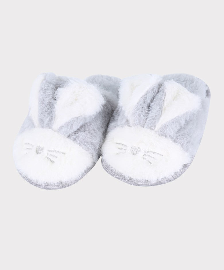 Chaussons en Pluche Lapin Doux pour Filles - Gris