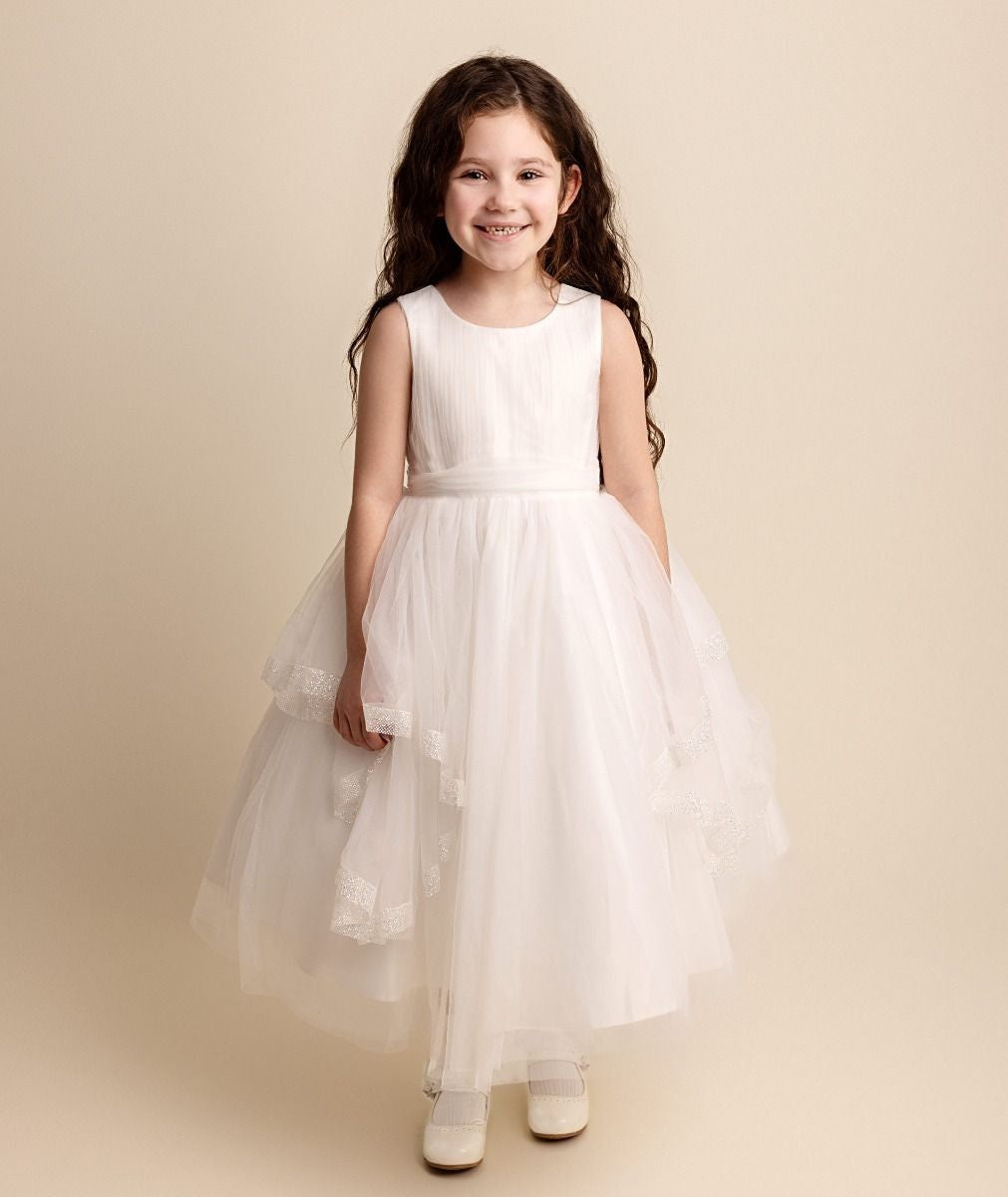 Babies and Girls Pleated Ivory Lace Dress - SABRINA - Ivory