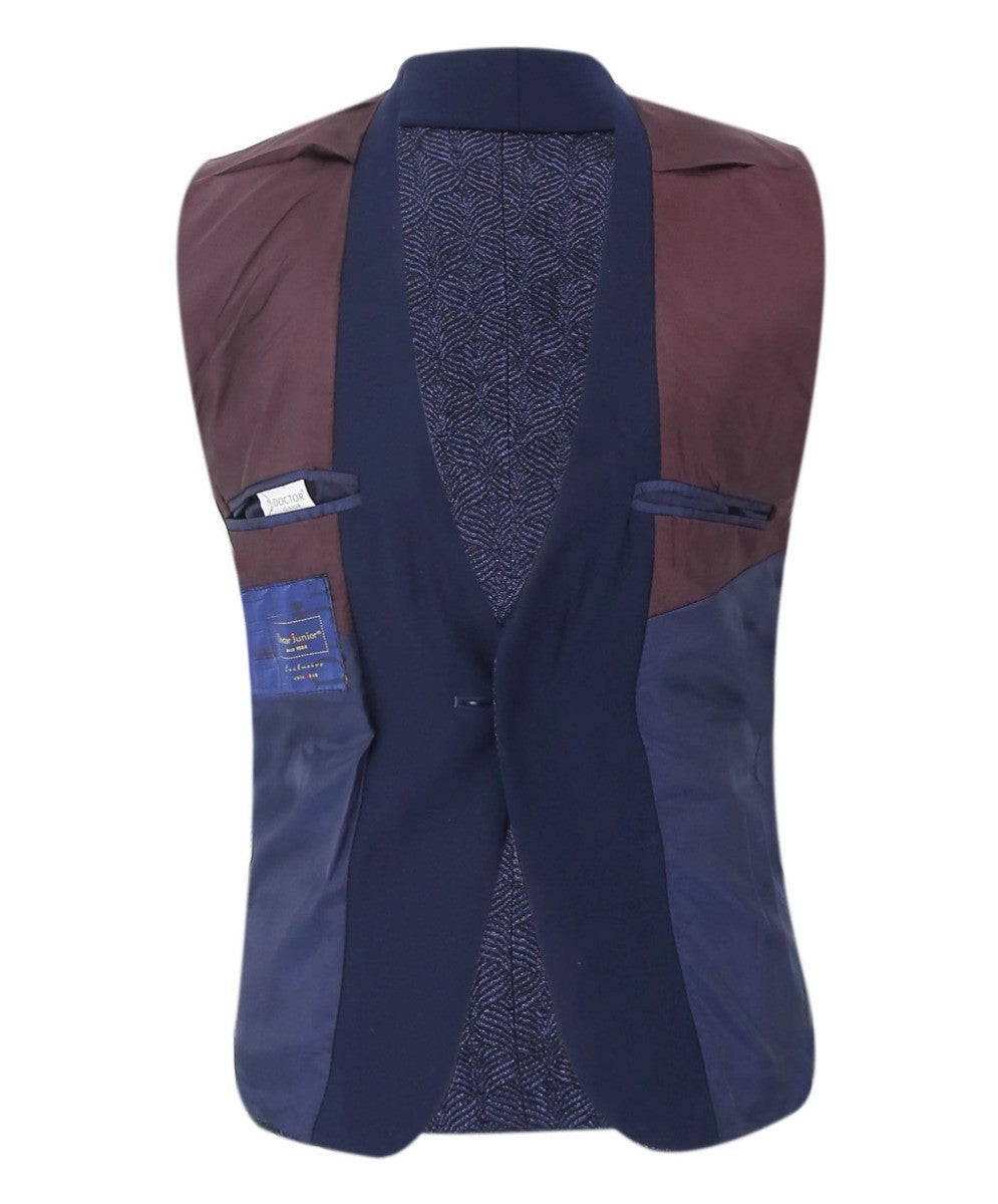 Costume de Smoking en Tweed Slim Fit pour Garçons - ROBBIE - Bleu Marine