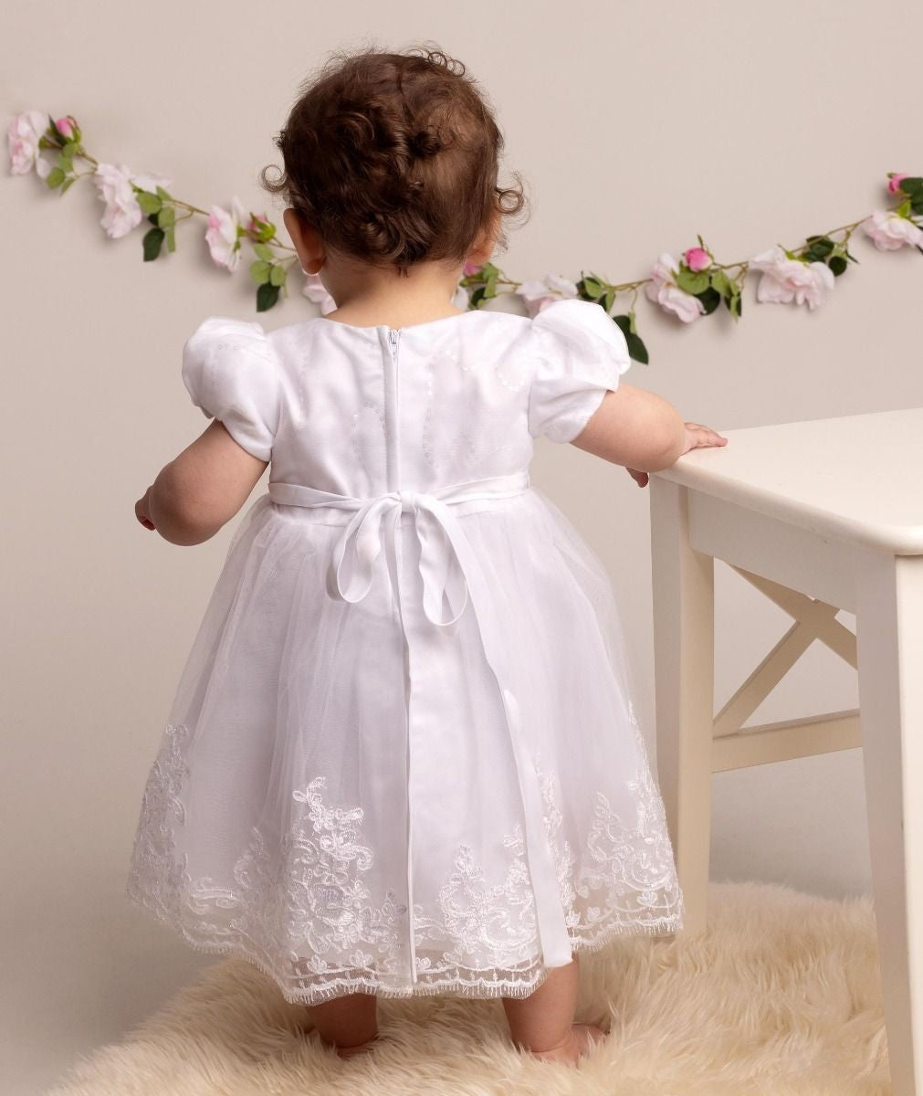 Robe en tulle à manches ballons pour bébés filles - RIYA - Blanc