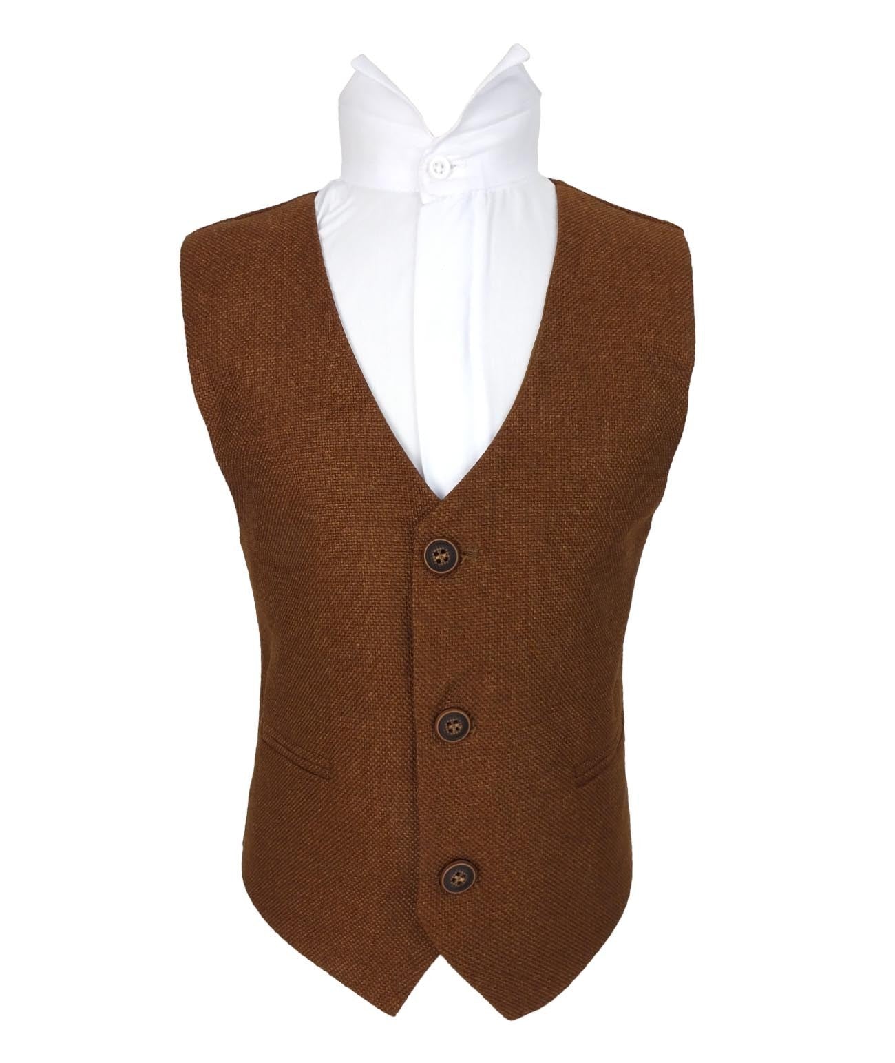 Set de gilets en tweed pour hommes et garçons - Marron Cannelle