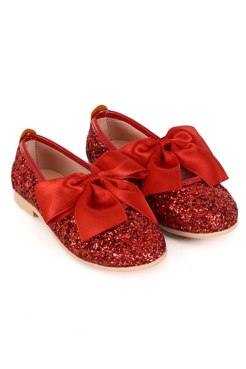 Mädchen Glitzer Ballerina Flache Pumps - LOLA - Rot