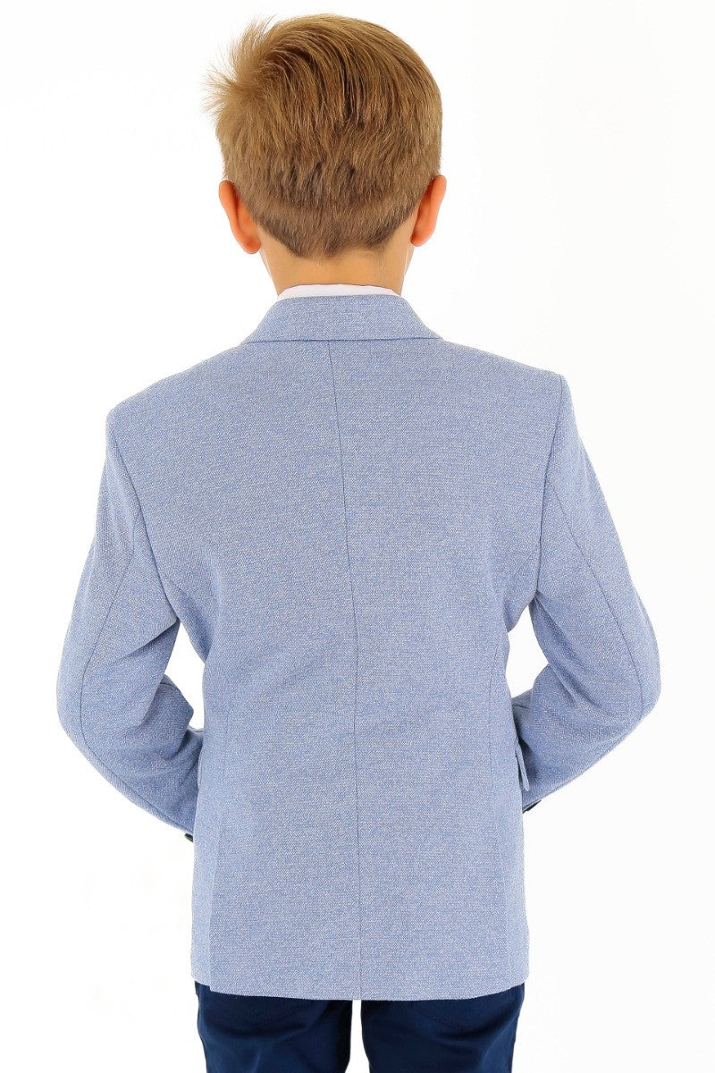 Jungen Baumwoll Slim Fit Blazer und Westen-Set - Frank - Blau