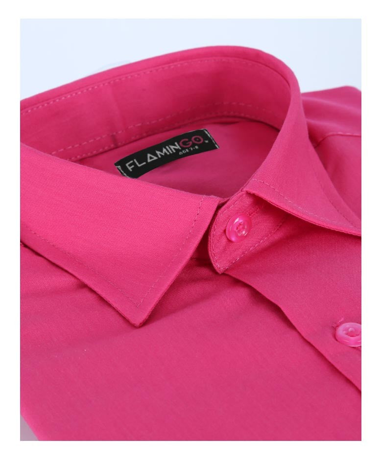 Boys Cotton Blend Formal Shirt - Fuchsia