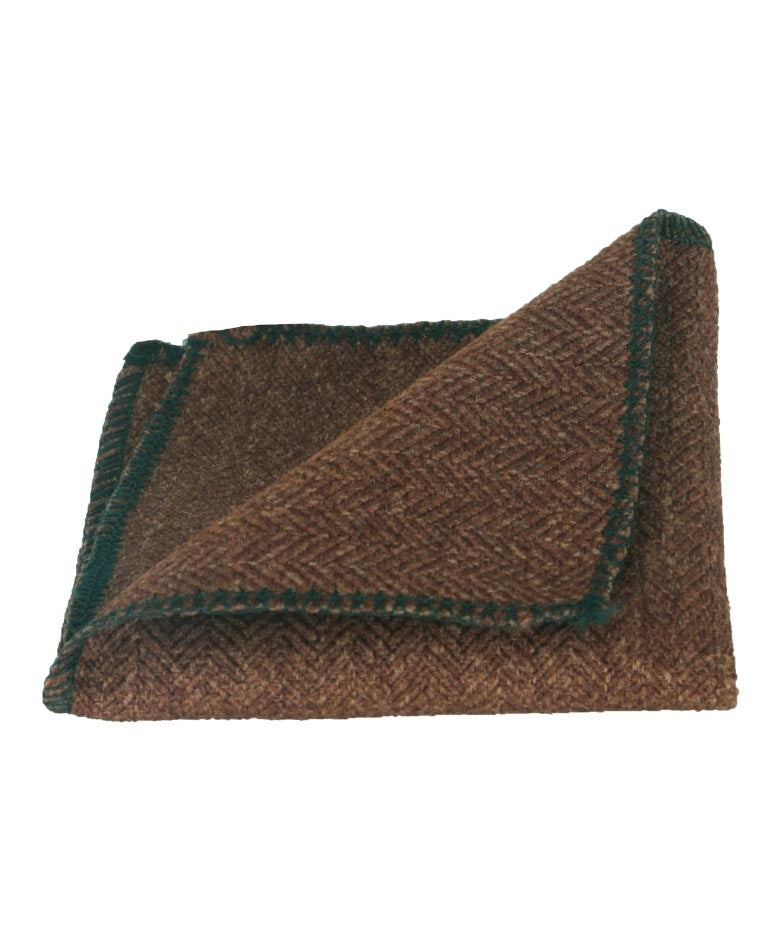 Men's & Boys Herringbone Tweed Pocket Handkerchief - Brown