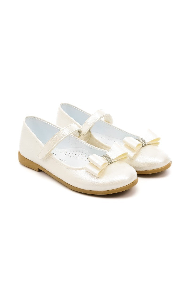 Girls Mary Jane Flat Patent Dress Shoes - LAYLA - Ivory