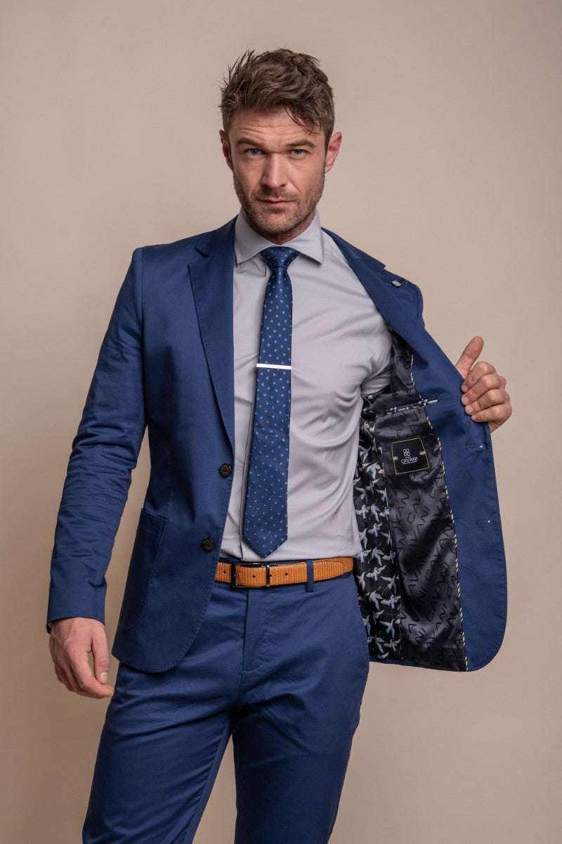 Herren Baumwoll Slim Fit Formalanzug - MARIO - Elektrischblau