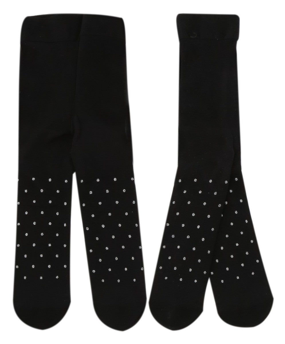 Collants à Pois en Microfibre pour Fillettes - Noir