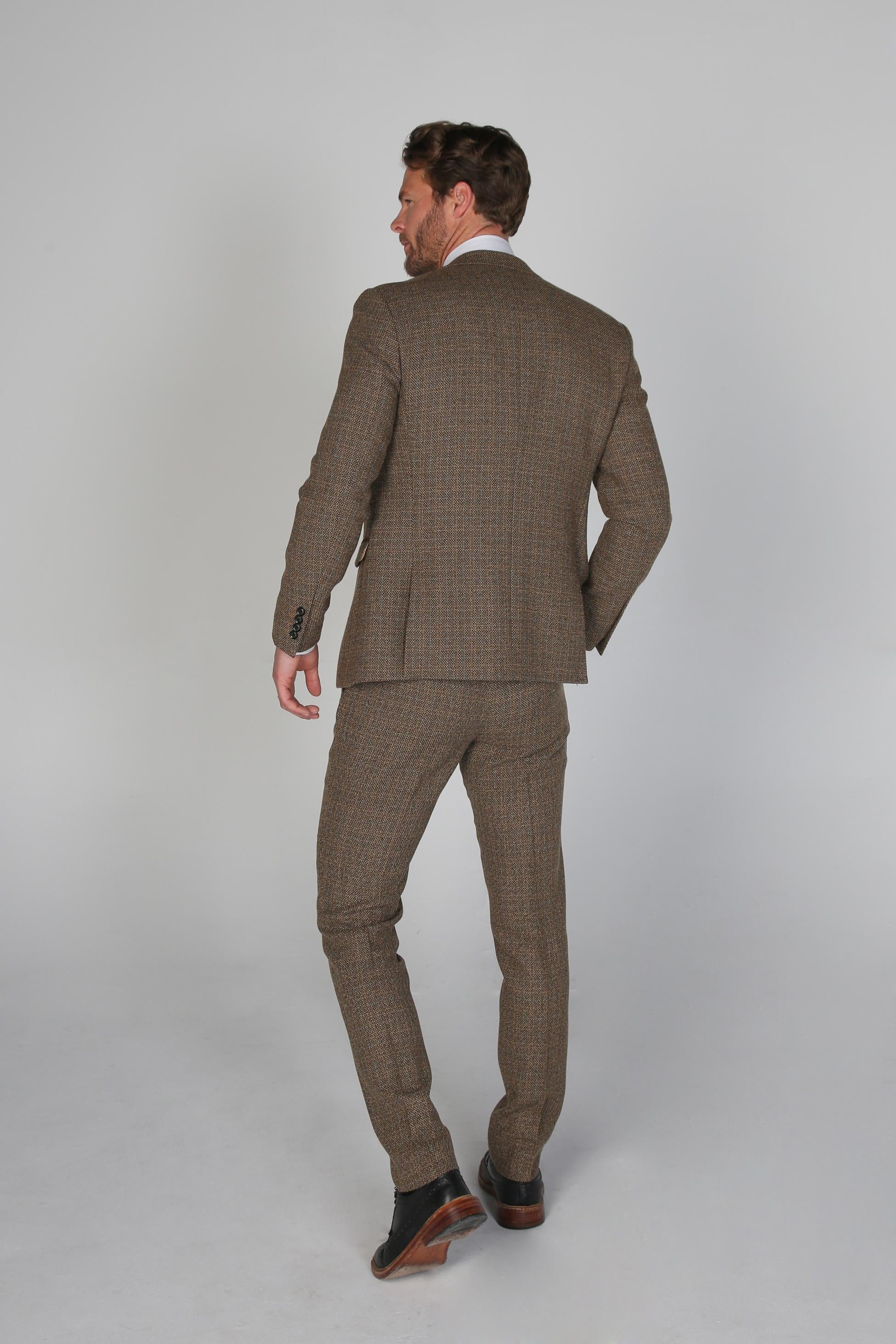 Men's Tweed-Like Tailored Fit  Formal Suit - RALPH - Brown