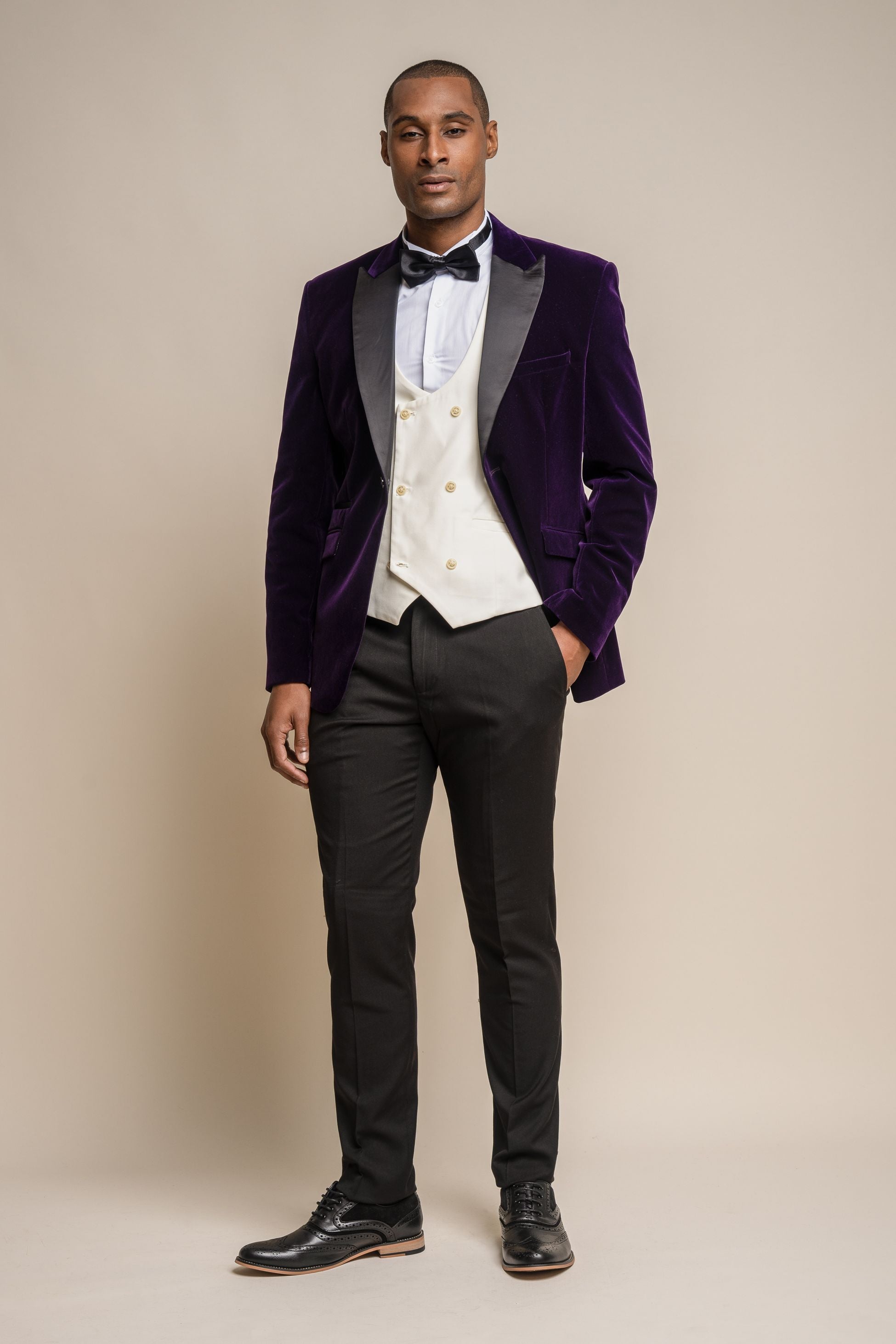 Men's Slim Fit Velvet Tuxedo Blazer - ROSA - Lilac