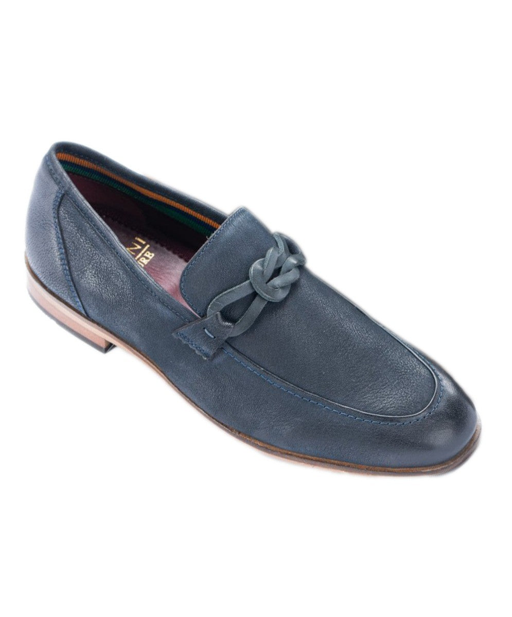 Mocassins à Enfiler en Cuir avec Bride pour Homme - ARLINGTON - Bleu Marine