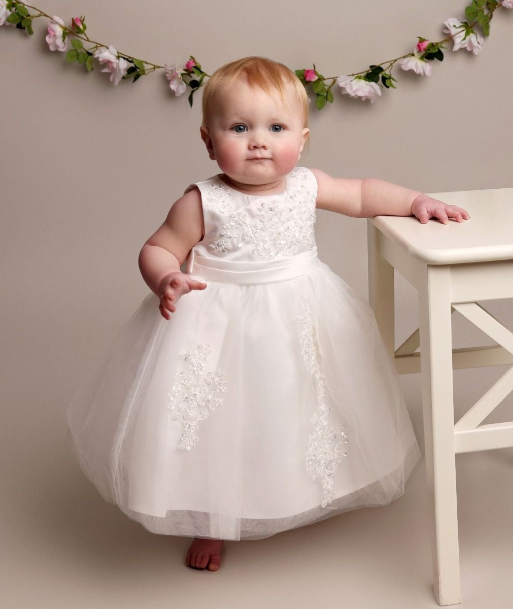 Robe de baptême en dentelle pour bébés filles - LAYLA - Blanc