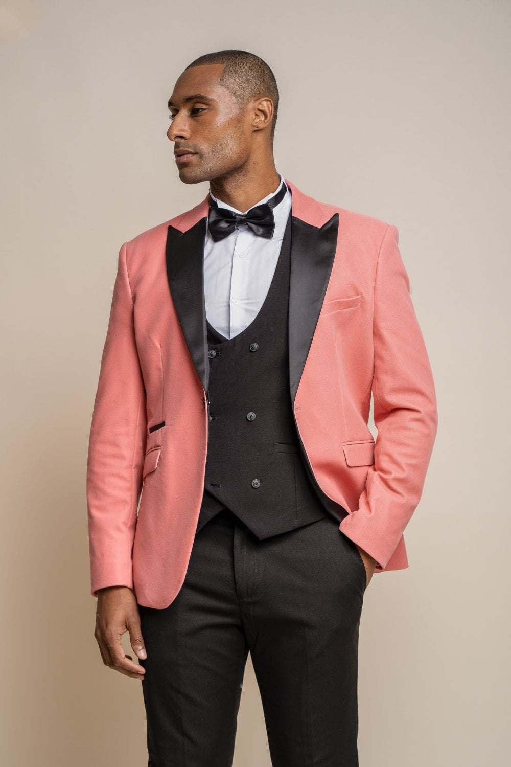 Herren Slim Fit Samt Smoking Blazer - ROSA - Rosa