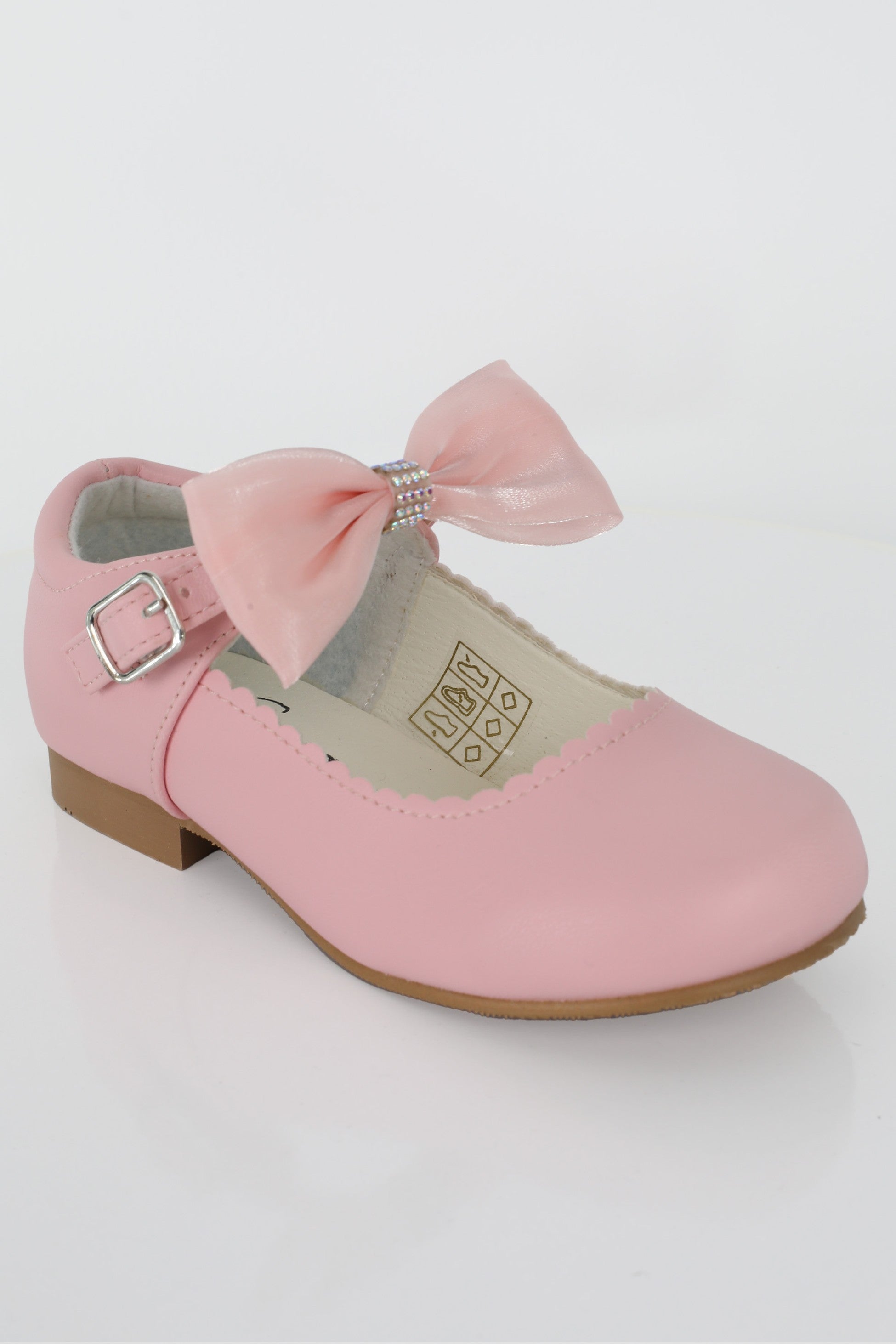 Girls Rhinestone Mary Jane Shoes with Bow – ZURI - Pink