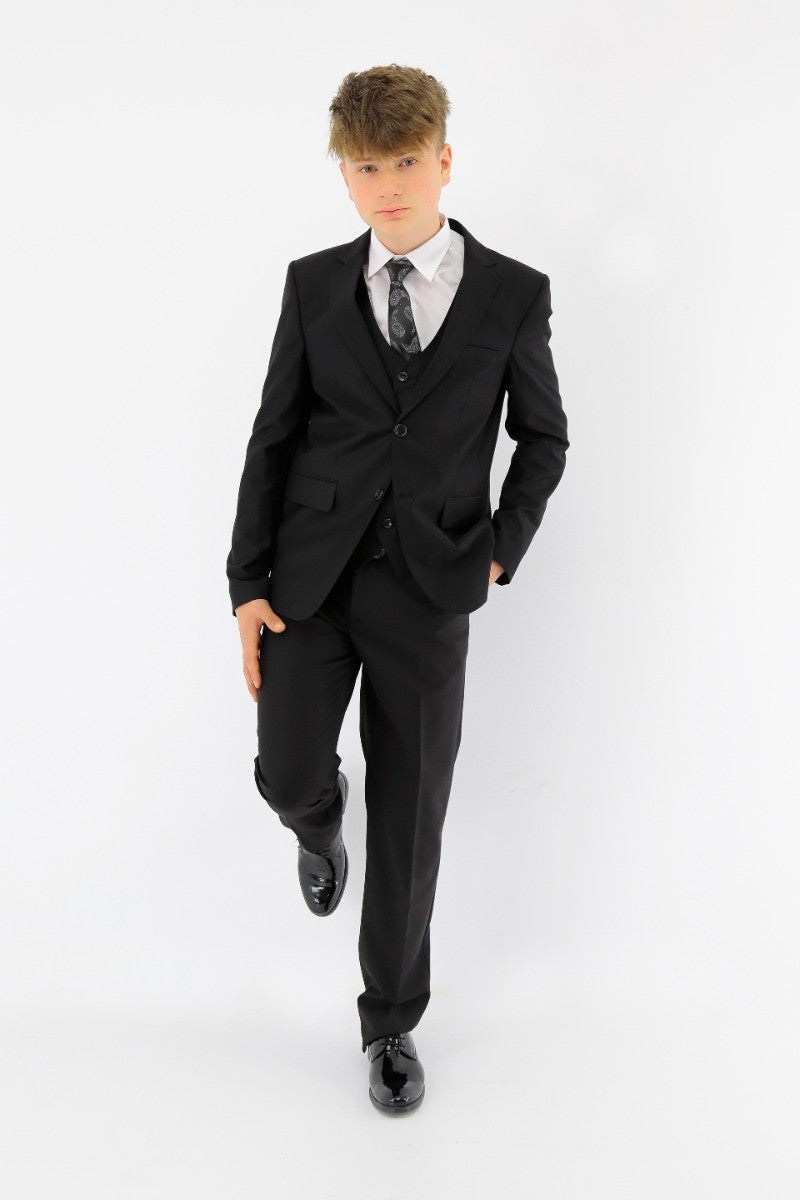 Boys Tailored Fit Formal Suit - Black